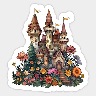 Vintage Magical Floral Castle Princess Queen Castle Sticker